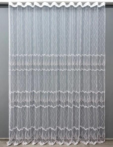 Тюль фатин с вышивкой и люрексной нитью Белый/Пудровый (1567т)