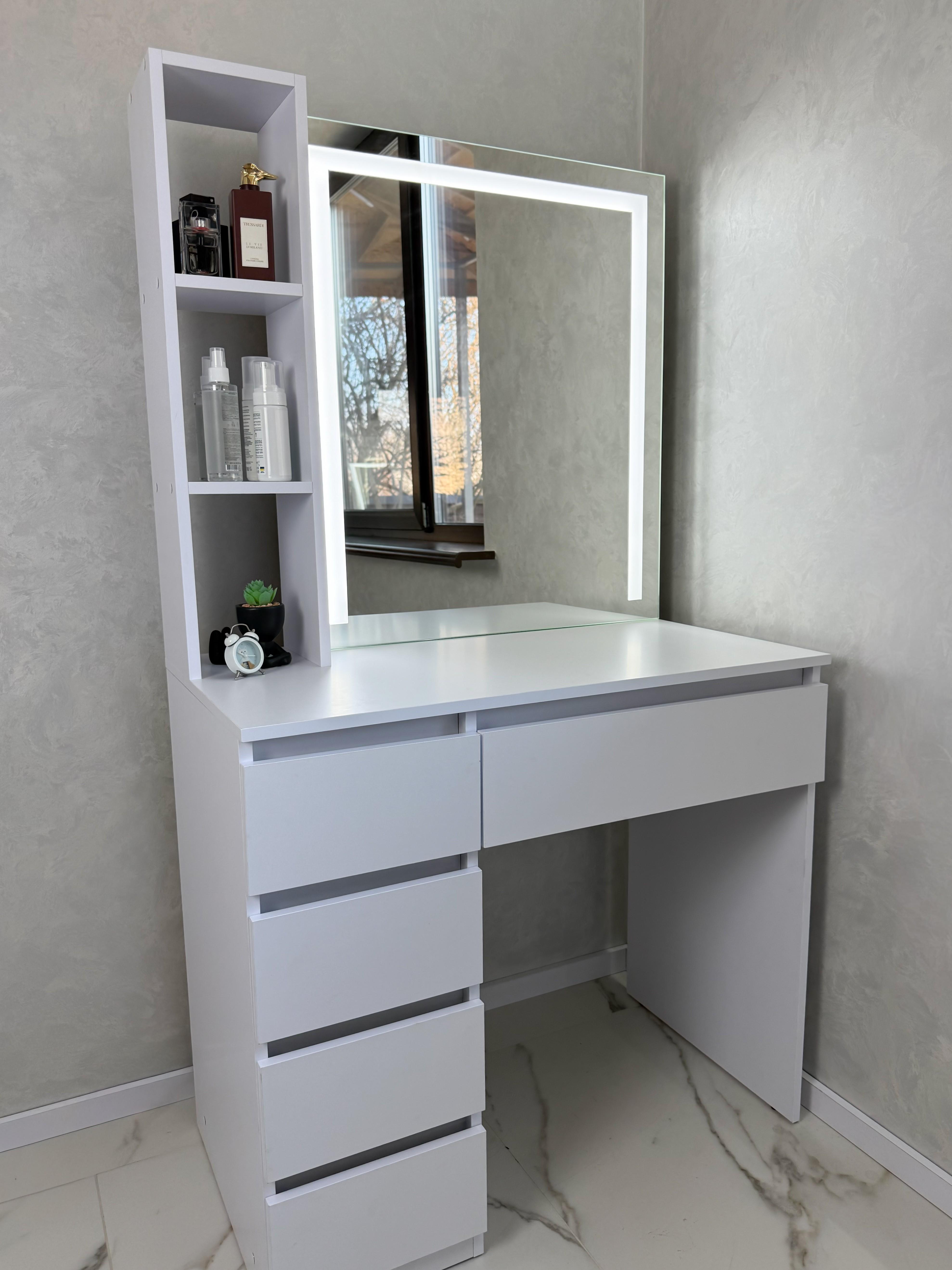 Туалетний столик з LED-підсвіткою STPPBLed 900x500x1600 мм Білий