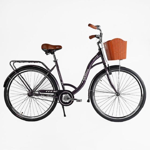 Велосипед городской Corso Fortuna с корзиной и багажником 28" 20" Purple (162970)