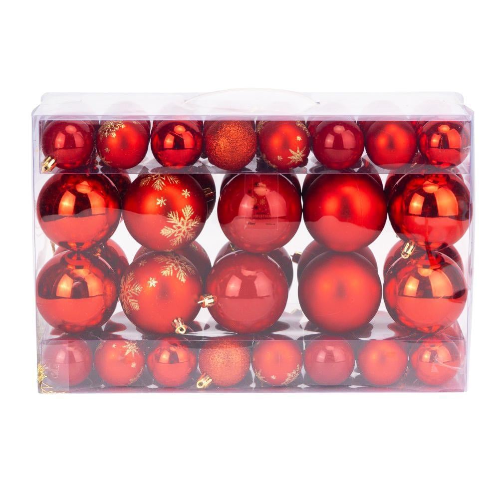 Набір ялинкових кульок Червоні вогники 68 шт. (6042-006)