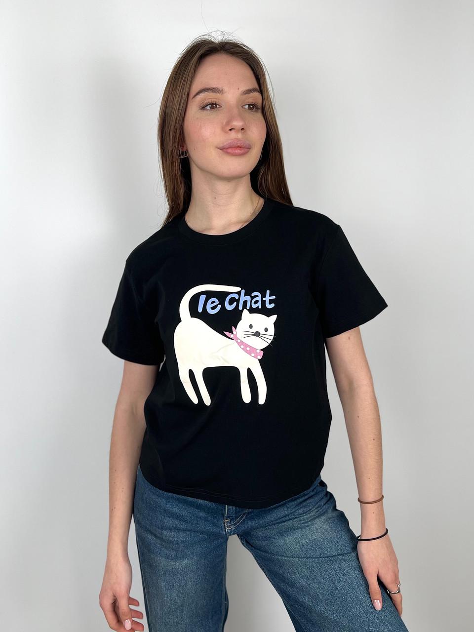 Футболка женская хлопковая Le Chat OS Черный (#896)