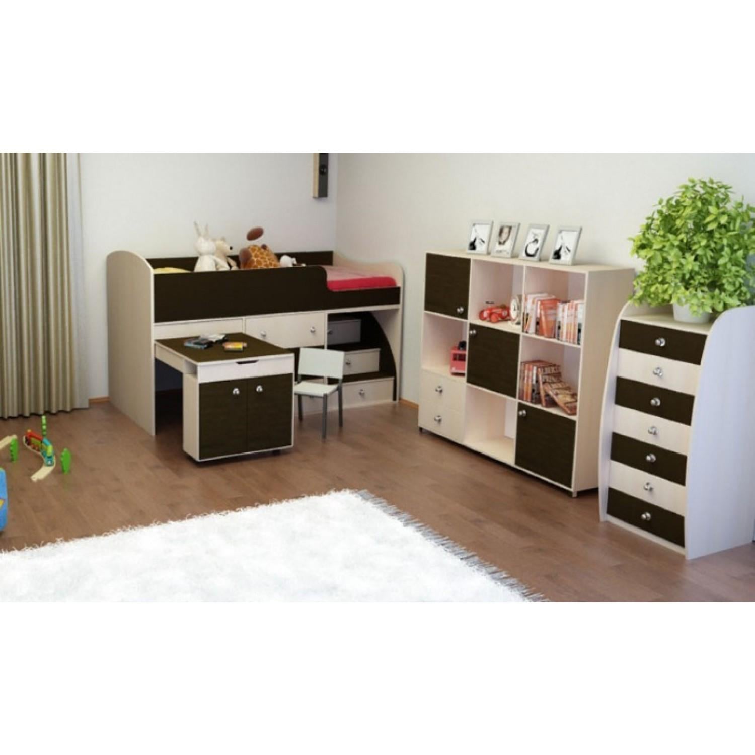 Кровать-чердак детский с защитными бортиками D-79 80х190 см (100870)