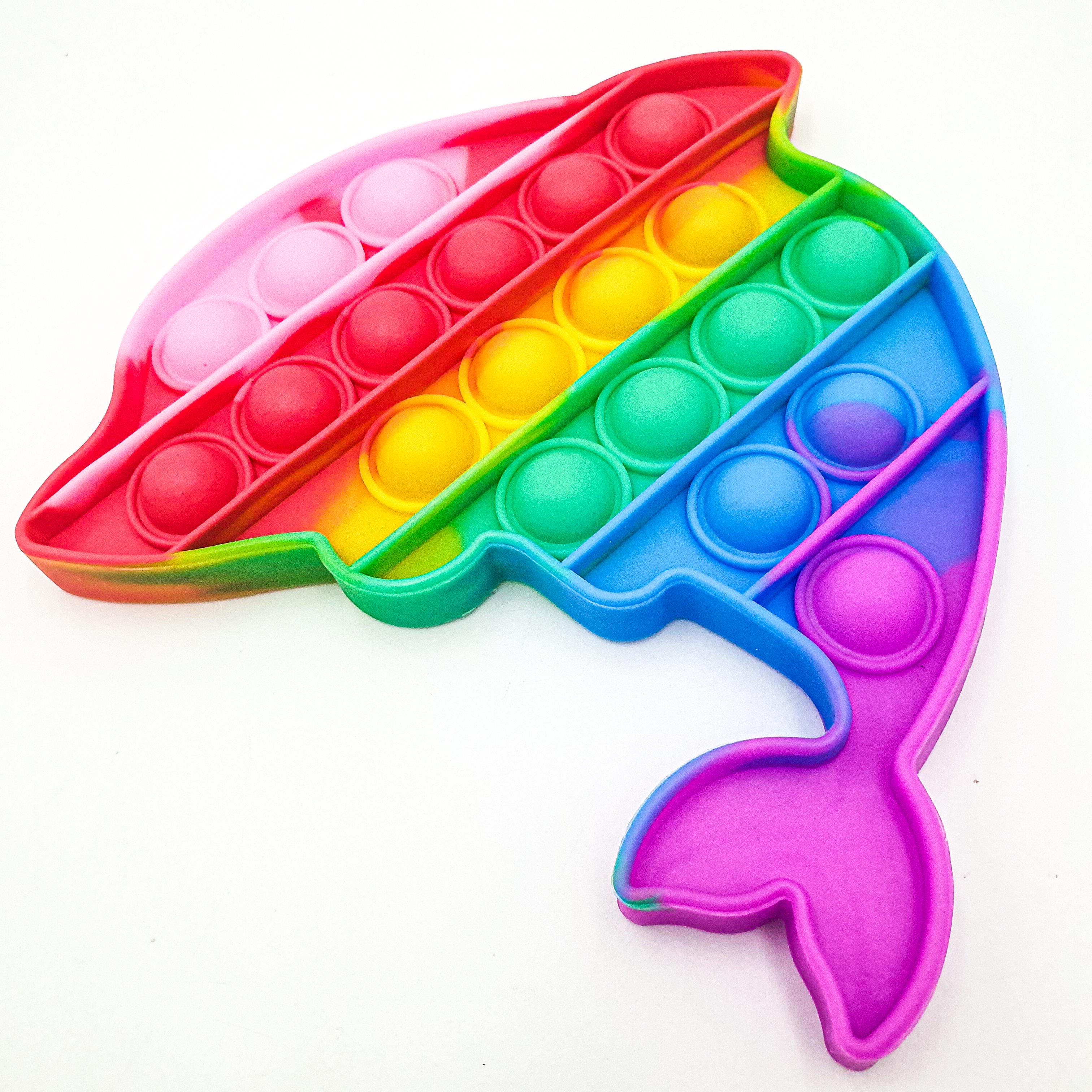 Бесконечная пупырка антистресс UKC Pop It Fidget дельфин радуга
