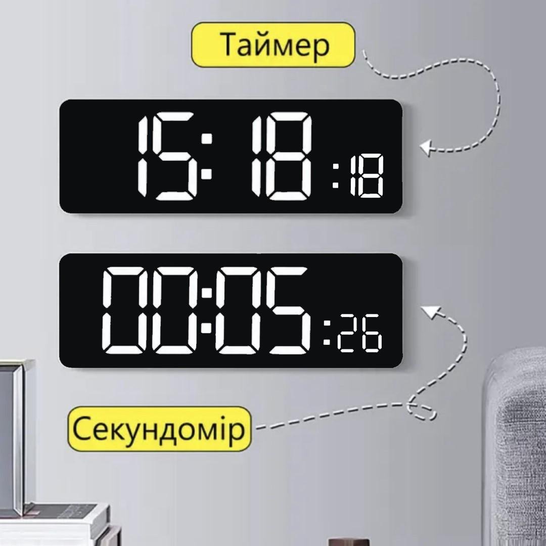Годинник настінний Mids електронний з дистанційним керуванням/таймером/секундоміром/термометром (DS-656BR) - фото 3