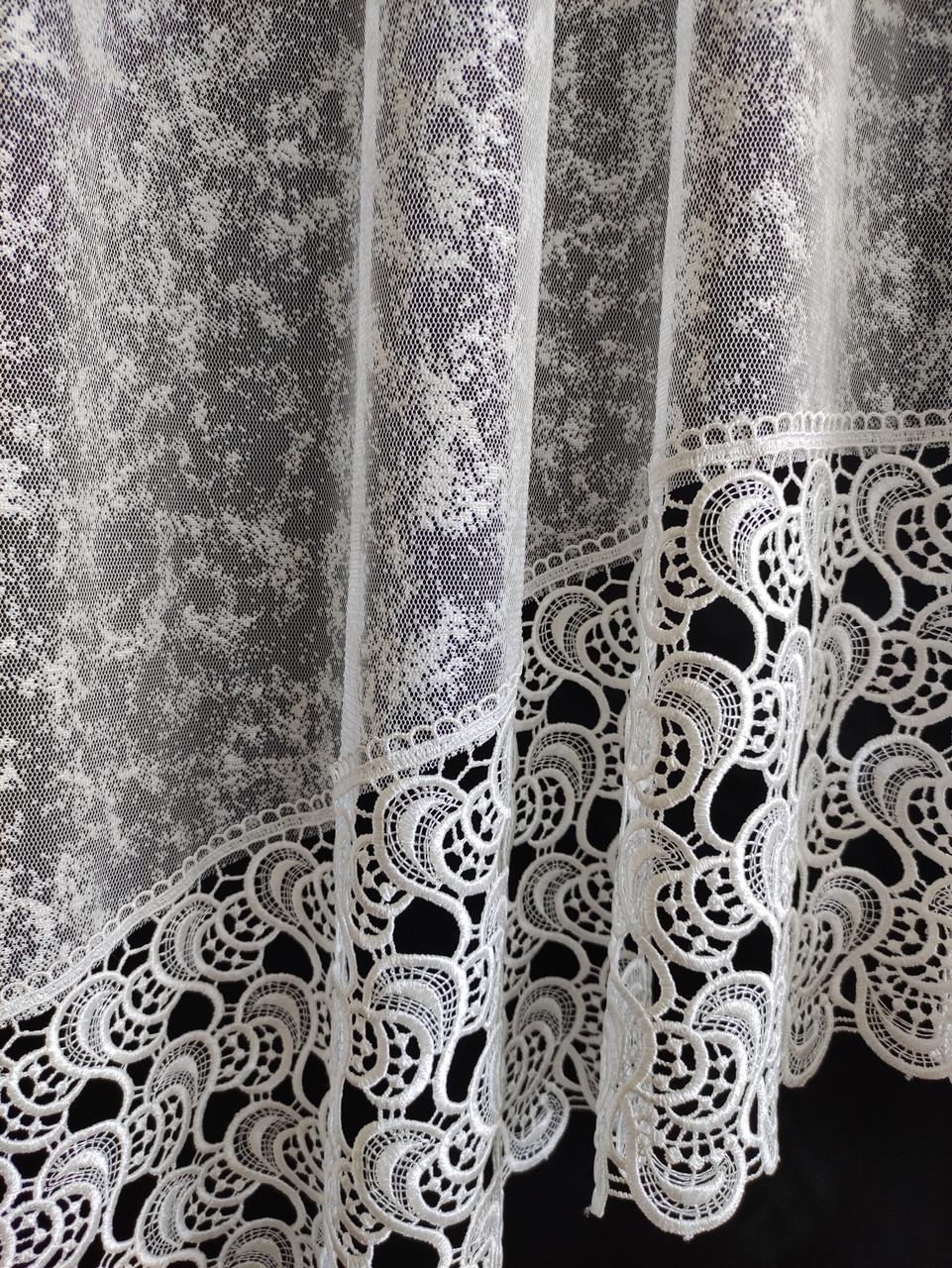Занавеска аркой Мрамор с кружевом 300х180 см Молочный (а30мес-мр) - фото 2