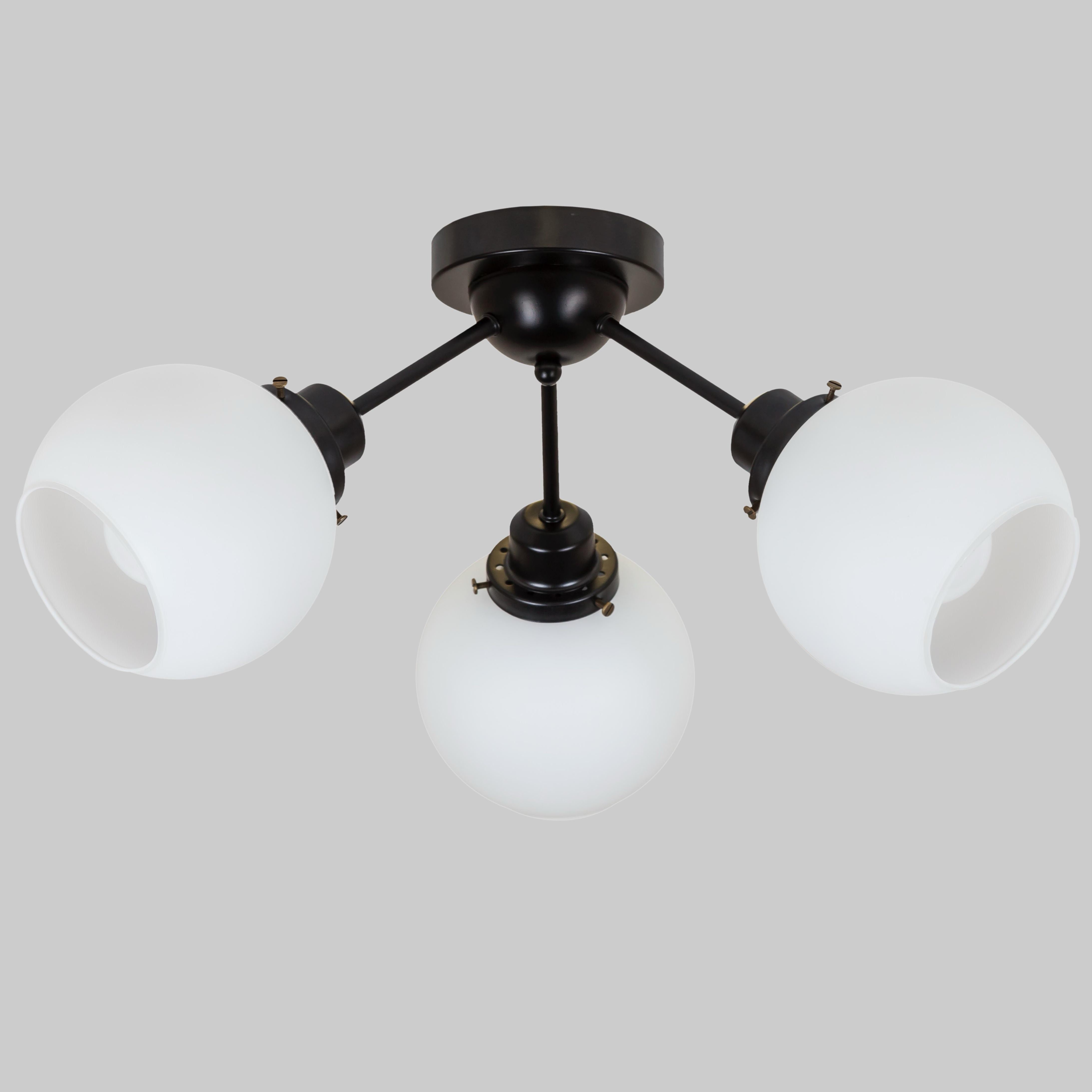 Люстра потолочная Triple Globe на 3 лампы Черный/Белый (961-X1005F-5 BK+WH 120)