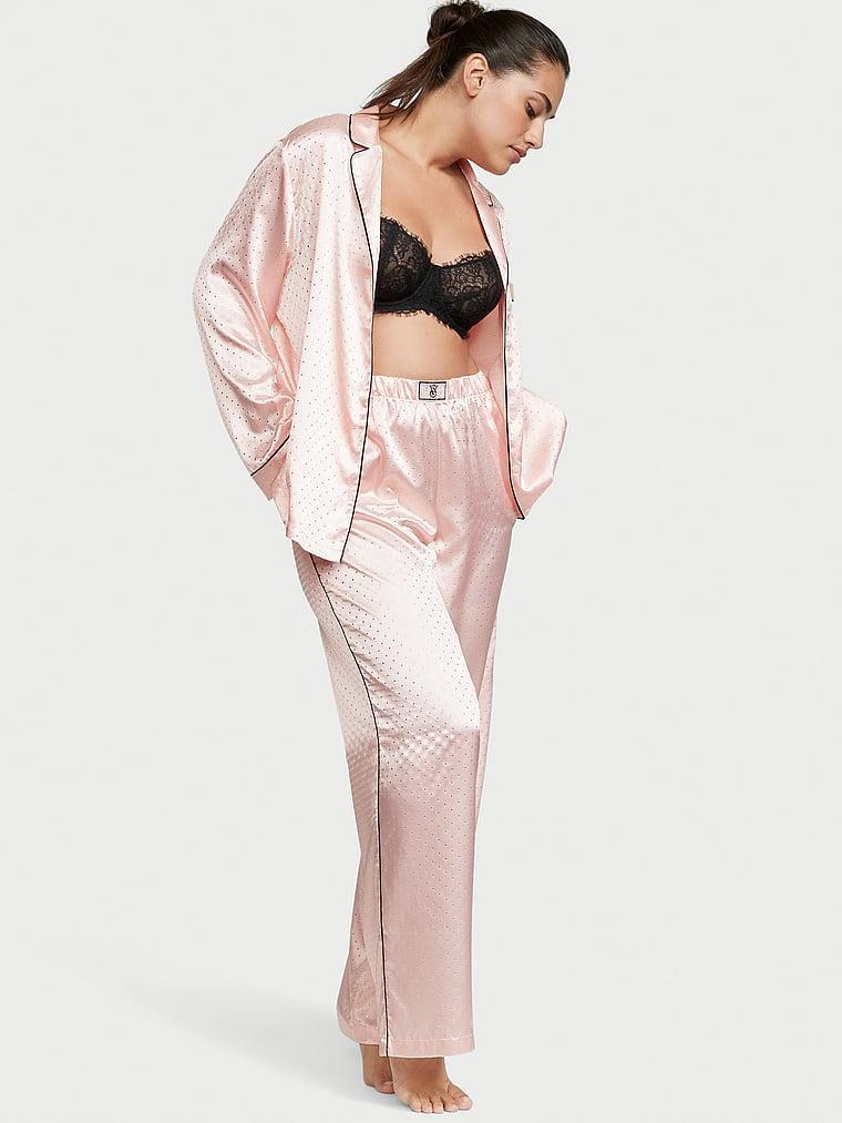 Піжама сорочка/штани сатинова Victoria's Secret Dew Drop Satin Long Pajama Set XS Рожевий (26710674)