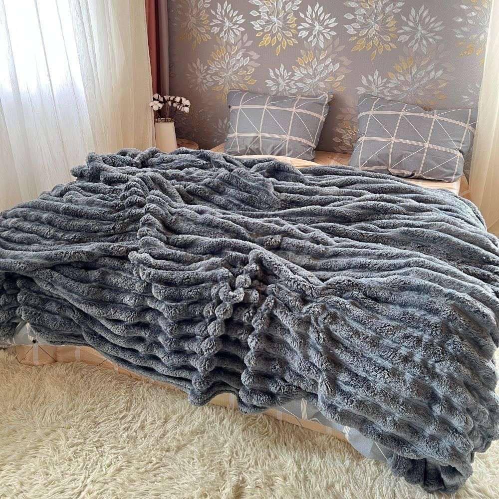 Плед в смужку євро 200х230 см Графітовий (Д-Mpled003/2-01) - фото 2