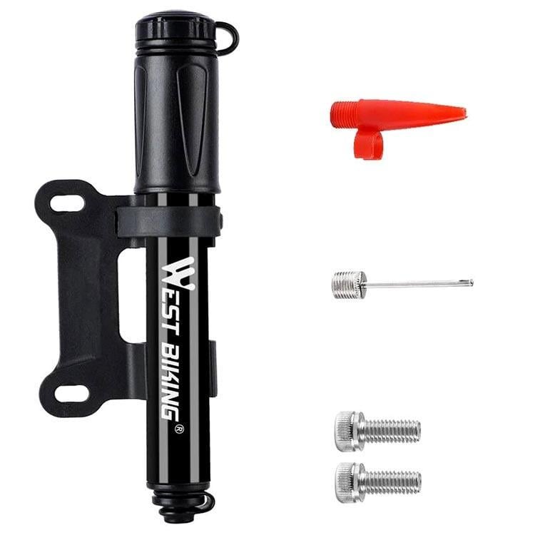 Насос для велосипеда портативний ручний West Biking 100 PSI алюмінієвий з насадками/голкою для м'яча Насос для велосипеда портативний ручний West Biking 100 PSI алюмінієвий з насадками/голкою для м'яча