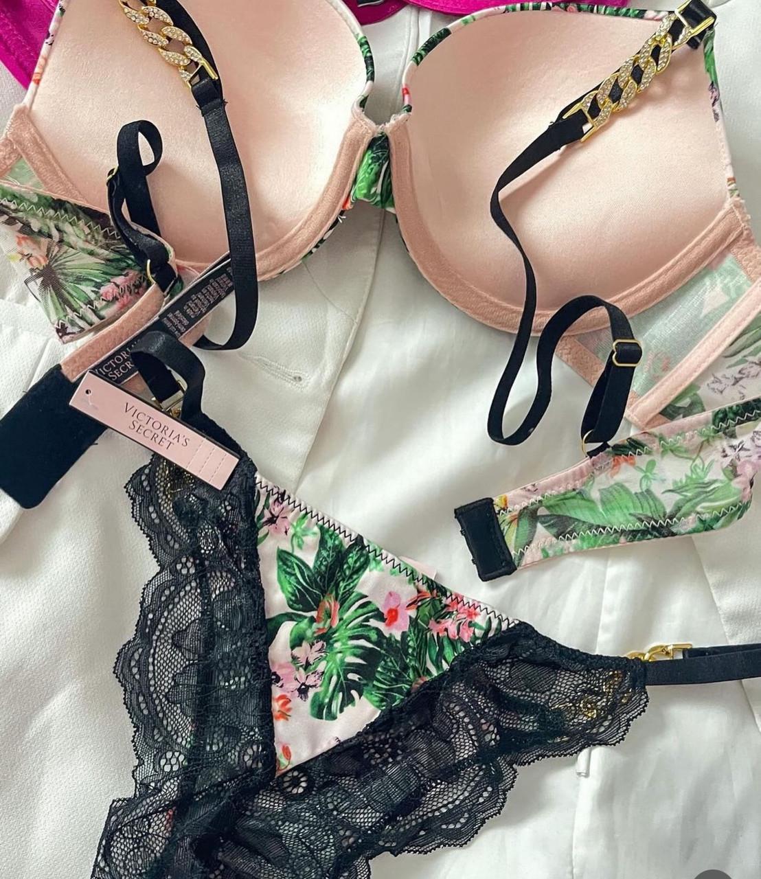 Комплект женского нижнего белья Victoria's Secret с оригинальным принтом Пальмы 75B-S (8074) - фото 2 Комплект женского нижнего белья Victoria's Secret с оригинальным принтом Пальмы 75B-S (8074) - фото 2