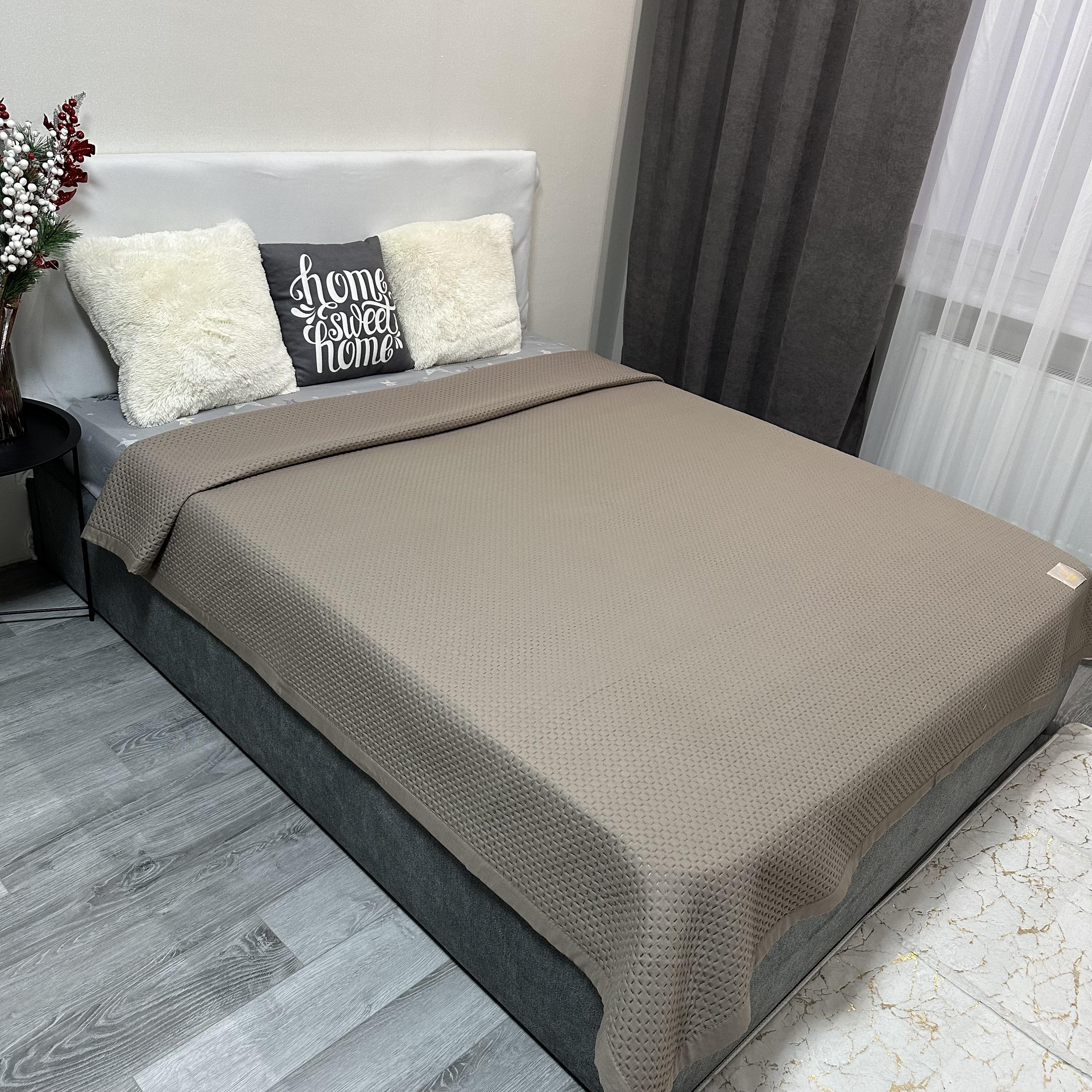 Покрывало на кровать евро 200x230 см Кофейный (Р-HB-1) - фото 1