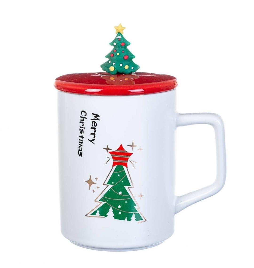 Чашка новорічна Christmas Tree фарфор з кришкою та ложкою 360 мл (R33367-3) - фото 1 Чашка новорічна Christmas Tree фарфор з кришкою та ложкою 360 мл (R33367-3) - фото 1