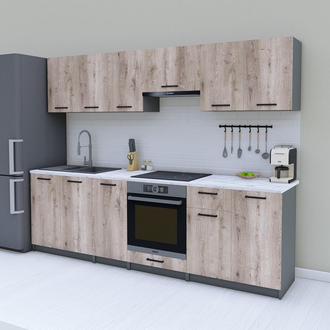 Модульная кухня Opendoors без столешницы 260 см Аликанте/Графитовый (МП50/3)