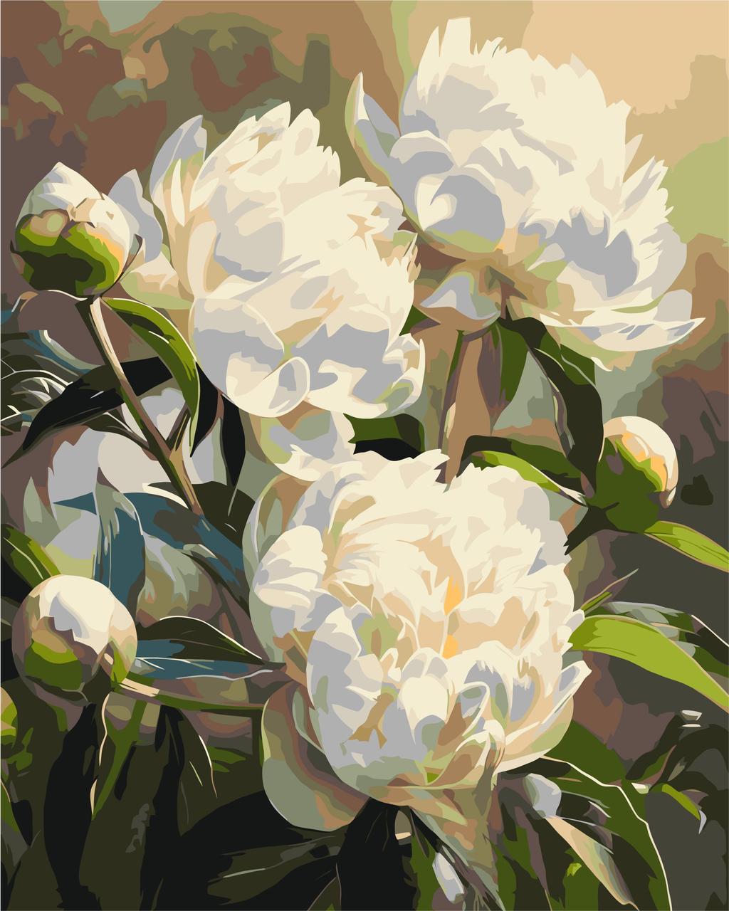 Картина по номерам Оргиами Цветы Гармония пионов 40х50 см