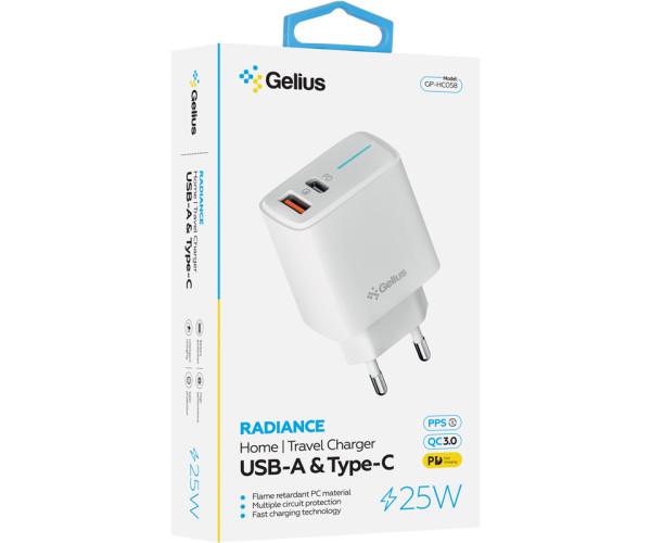 Зарядний пристрій мережевий Gelius GP-HC058 1Type-C/1USB-APD/QC3.0/PPS/Super VOOC25W White - фото 3 Зарядний пристрій мережевий Gelius GP-HC058 1Type-C/1USB-APD/QC3.0/PPS/Super VOOC25W White - фото 3