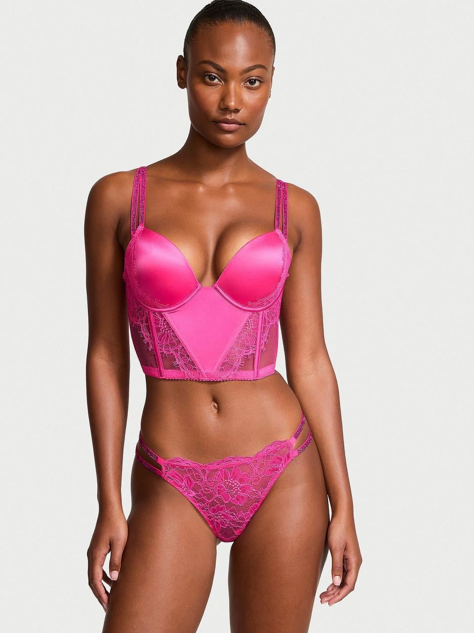 Комплект нижнего белья Victoria's Secret Double Shine Strap Push-Up 80D/L Розовый (144000416093)