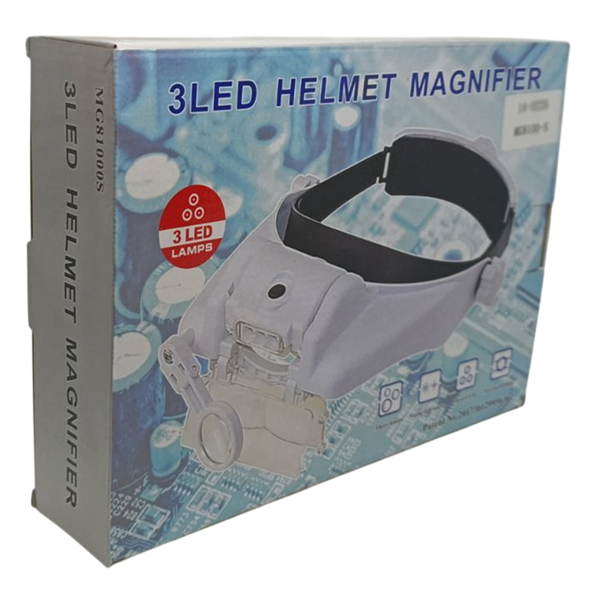 Лупа-шлем бинокулярная налобная MG8100-S с 3LED подсветкой и монокуляром 1,5X/2X/3,5X/8X/9,5X/11,5X White/Black (160420) - фото 10 Лупа-шлем бинокулярная налобная MG8100-S с 3LED подсветкой и монокуляром 1,5X/2X/3,5X/8X/9,5X/11,5X White/Black (160420) - фото 10