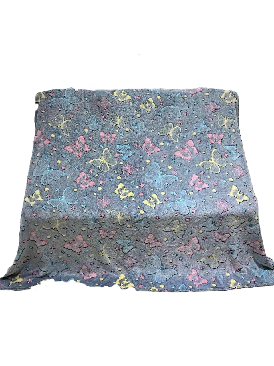 Плед Бабочки светящийся в темноте полуторный 150х200 см Серый (2438212036)