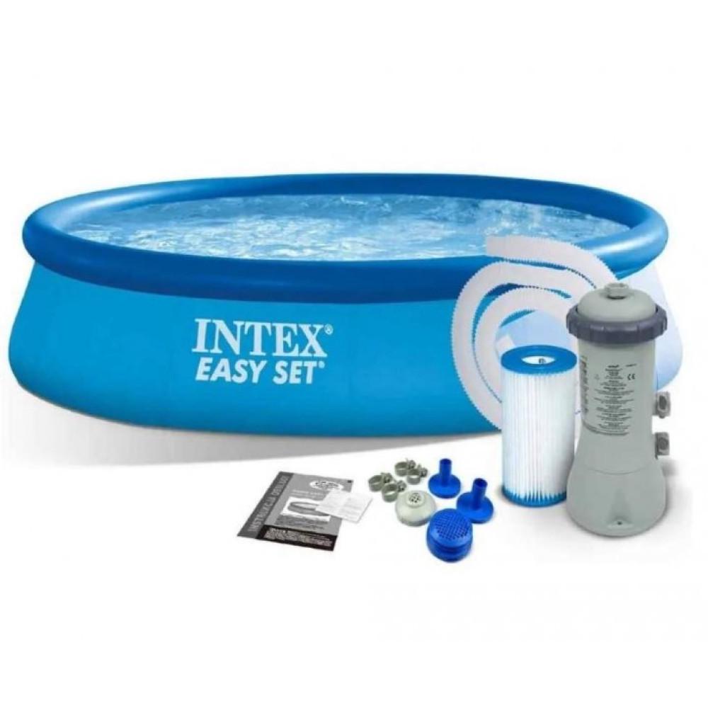 Надувной бассейн наливной семейный Intex 28122 305х76см 3854л от 6 лет с фильтром-насосом Синий