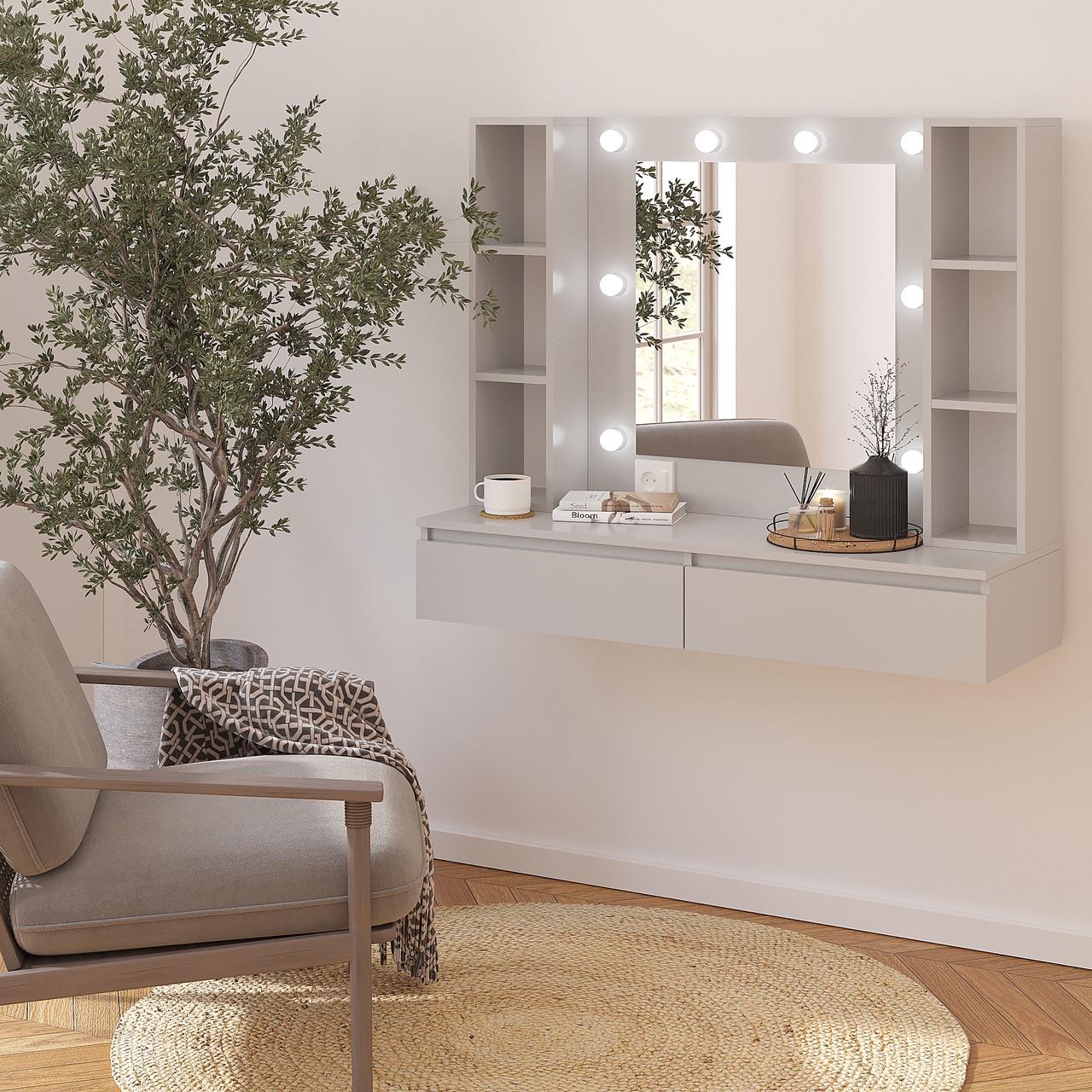 Туалетний столик New and Classic підвісний із підсвічуванням 1000х1200х400 мм Сірий (ТЗ-Флай-12)