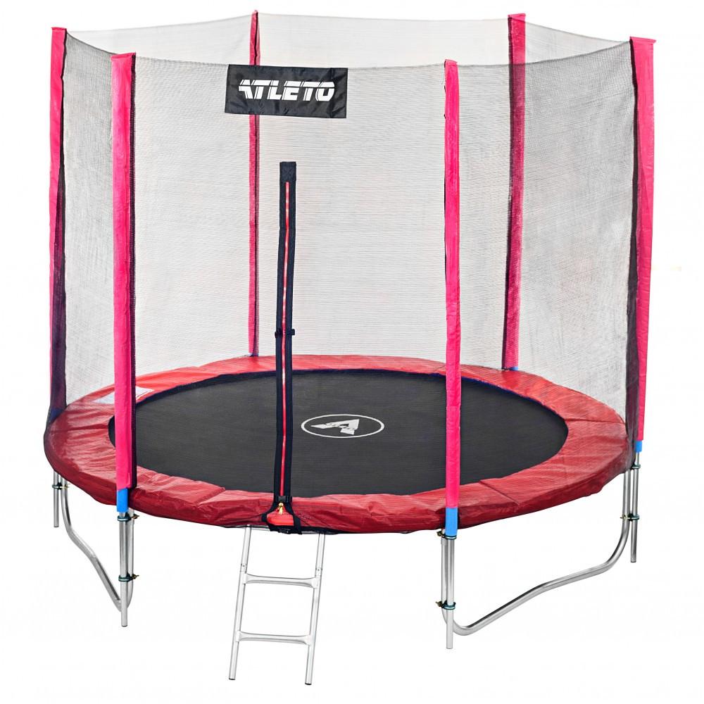 Батут Atleto 183 см с двойными ногами с сеткой Красный