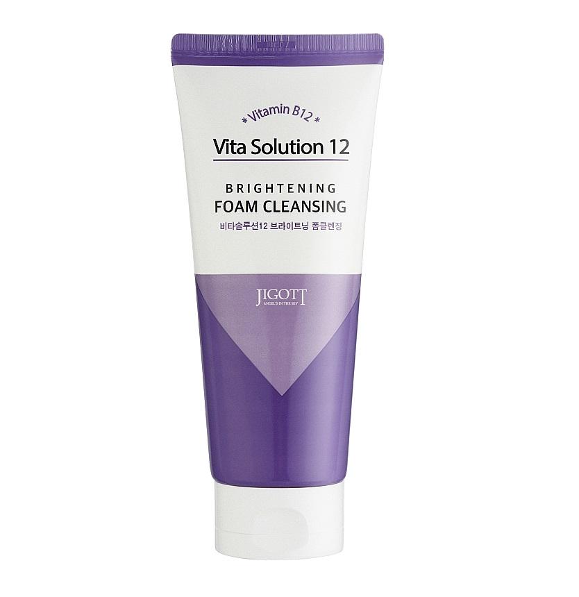 Пенка для умывания осветляющая Jigott Vita Solution 12 Brightening Foam Cleansing 180 мл (8809541281877)