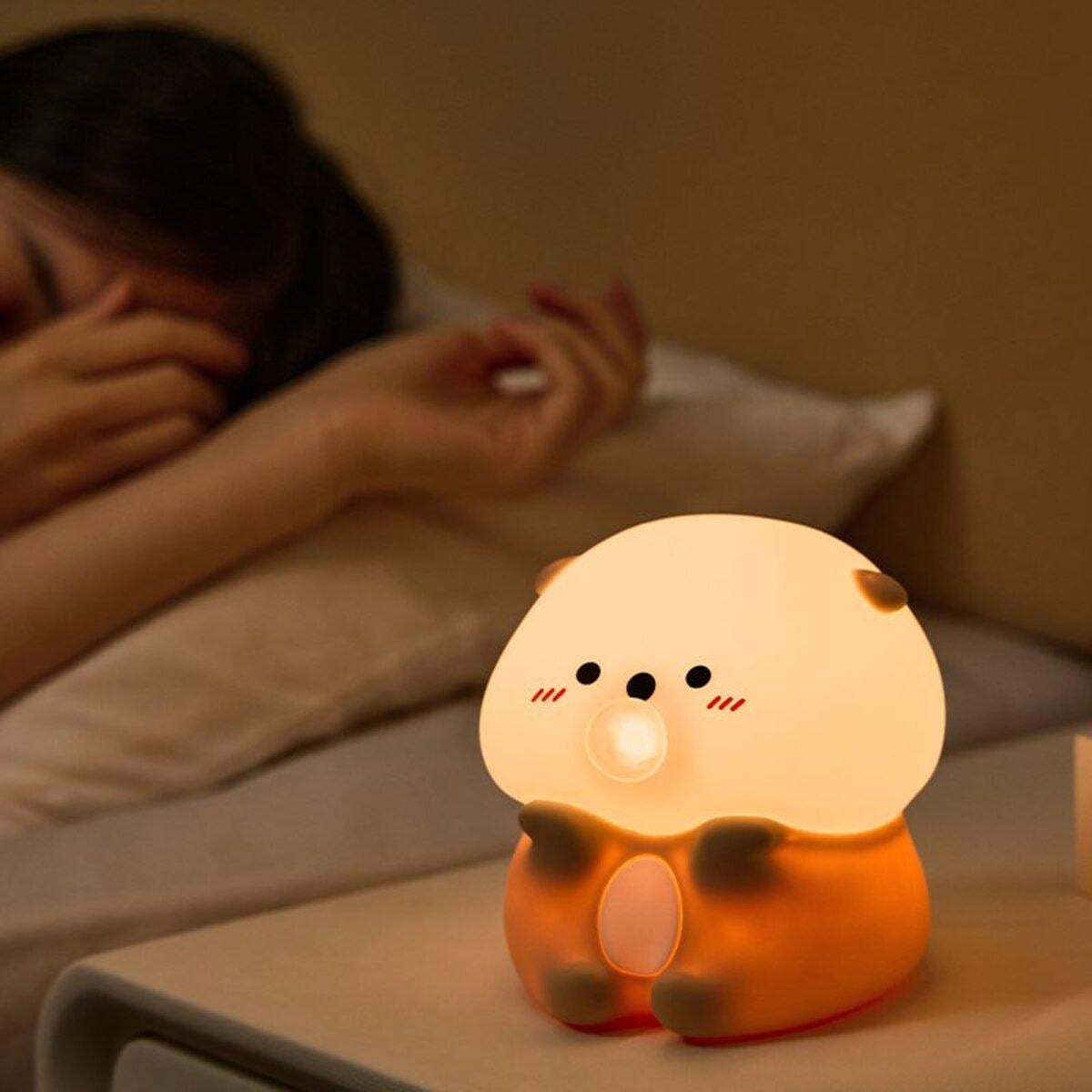 Ночник настольный светодиодный Valeso Выдра 1W аккумуляторная 1200 mAh мягким корпусом 3000K сенсорный Бежевый (A066)