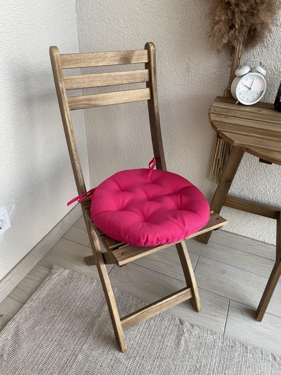 Подушка на стул с завязками круглая Color 40х40х5 см Розовый - фото 9