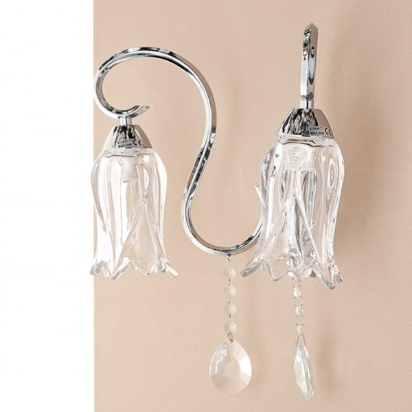 Бра Flora на 2 лампи з кришталевим декором Хром (OU011/2w/chrom)