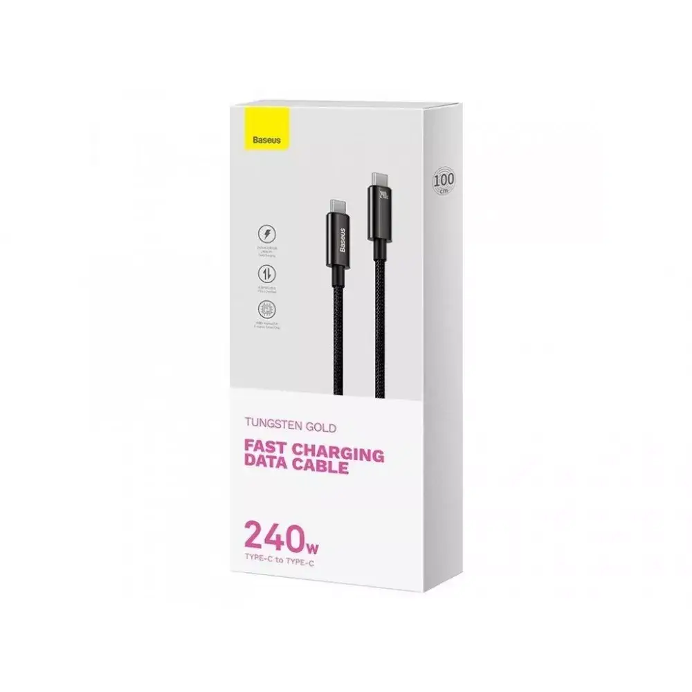 Кабель BASEUS Tungsten Gold Fast Charging Cable Type-C to Type-C CAWJ040101 240W 2 м Black - фото 5