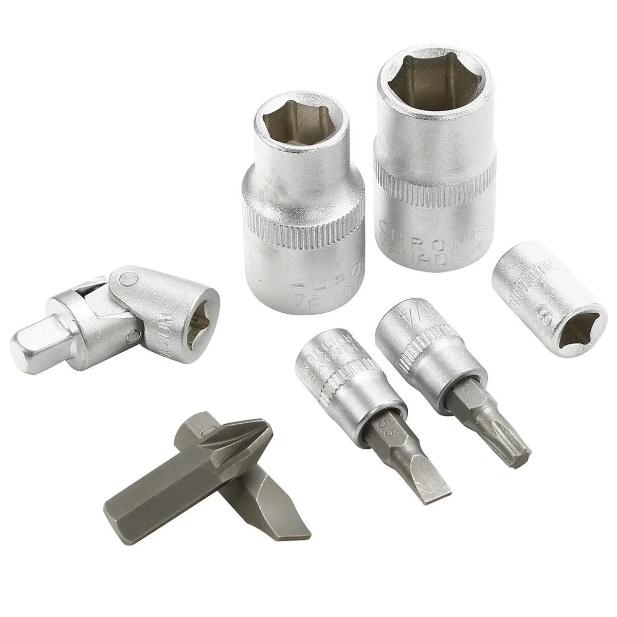 Набор инструментов для авто CR-V 1/4" и 1/2" С двумя трещотками 108 пр. в кейсе Blue (110609) - фото 5