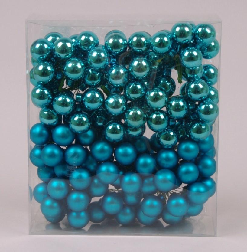 Шарики стеклянные 2,5 см 12 пучков 144 шарика Бирюзовый (40221)