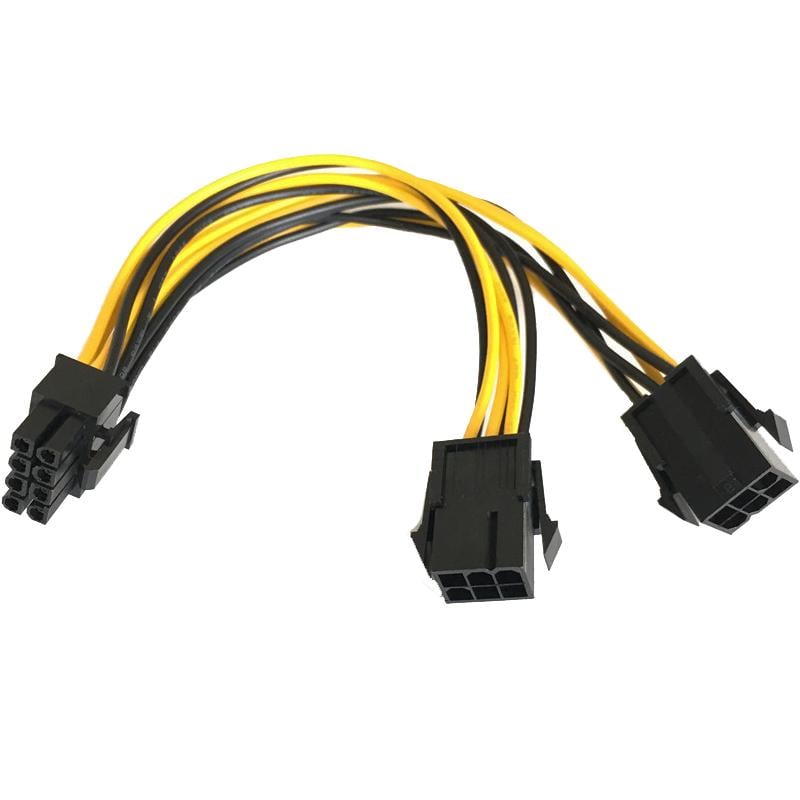 Кабель живлення для відеокарт 4Sport 8 6+2 pin - 2 х 6 pin 0,2 м Black/Yellow (WAZ-8-6-BY)