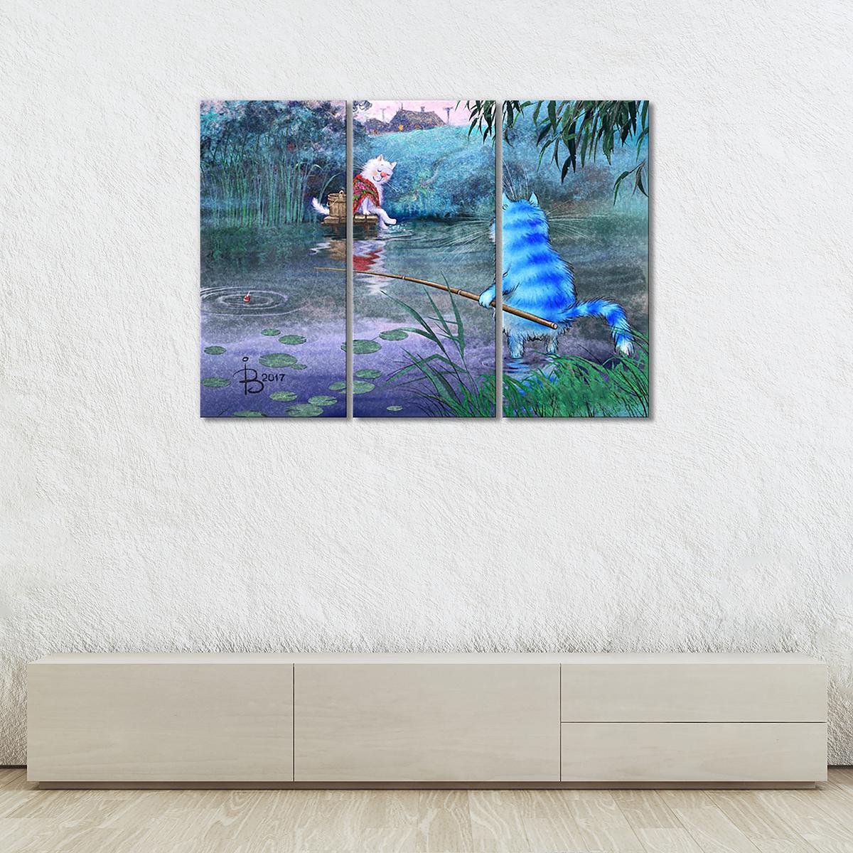 Модульная картина На речке, на речке, на том бережооочке... 3 модуля 90x135 см