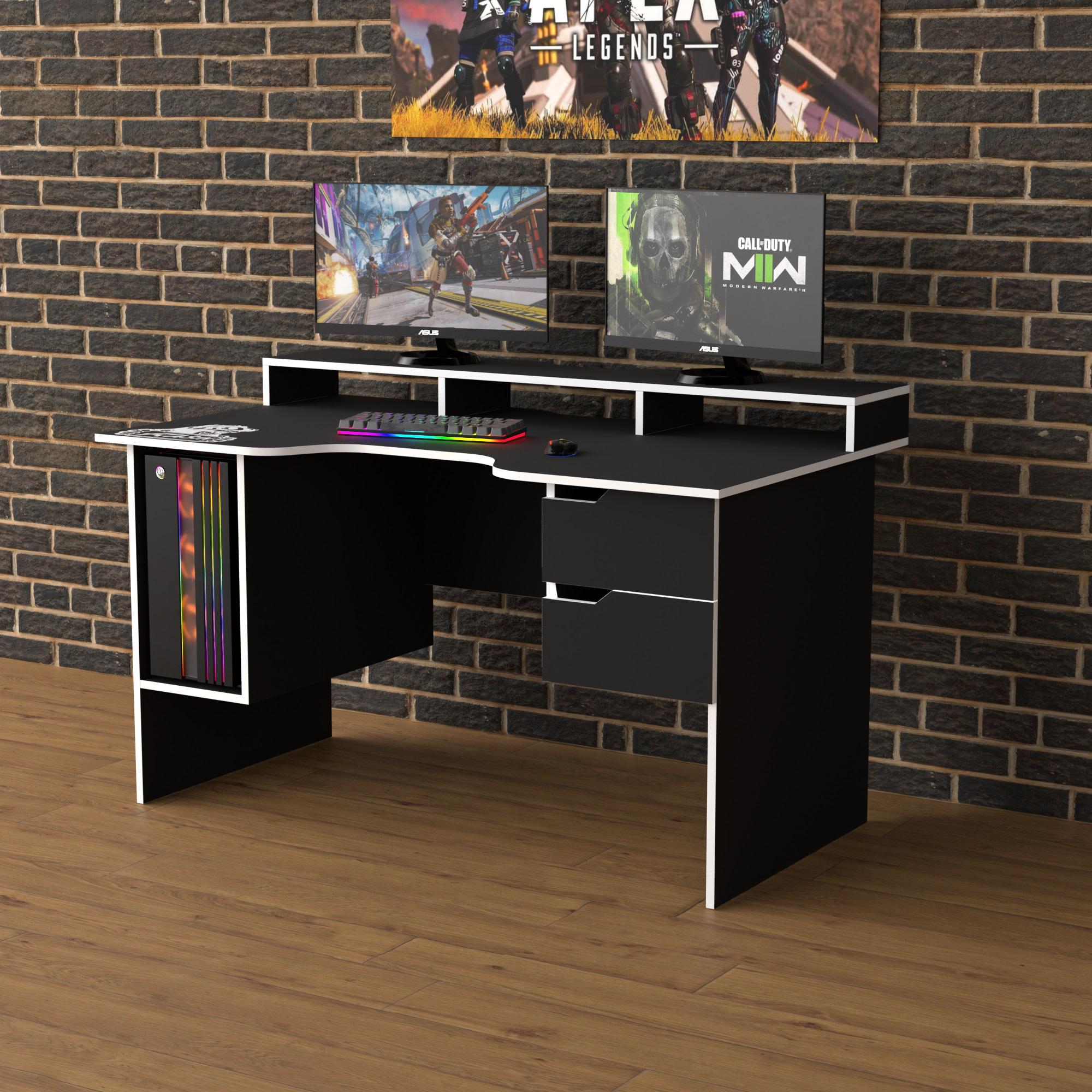 Геймерський стіл Тіса-меблі Rasin RS-10 140х80х88 см Чорний/Білий - фото 3 Геймерський стіл Тіса-меблі Rasin RS-10 140х80х88 см Чорний/Білий - фото 3