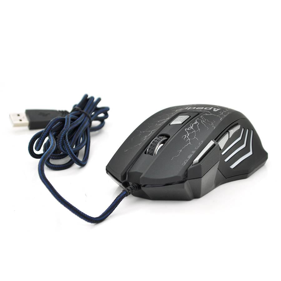 Миша дротова Apedra A7 7 кнопок 800/1200/2400/3200 DPI Led Lighting 1,3 м Black (35469)