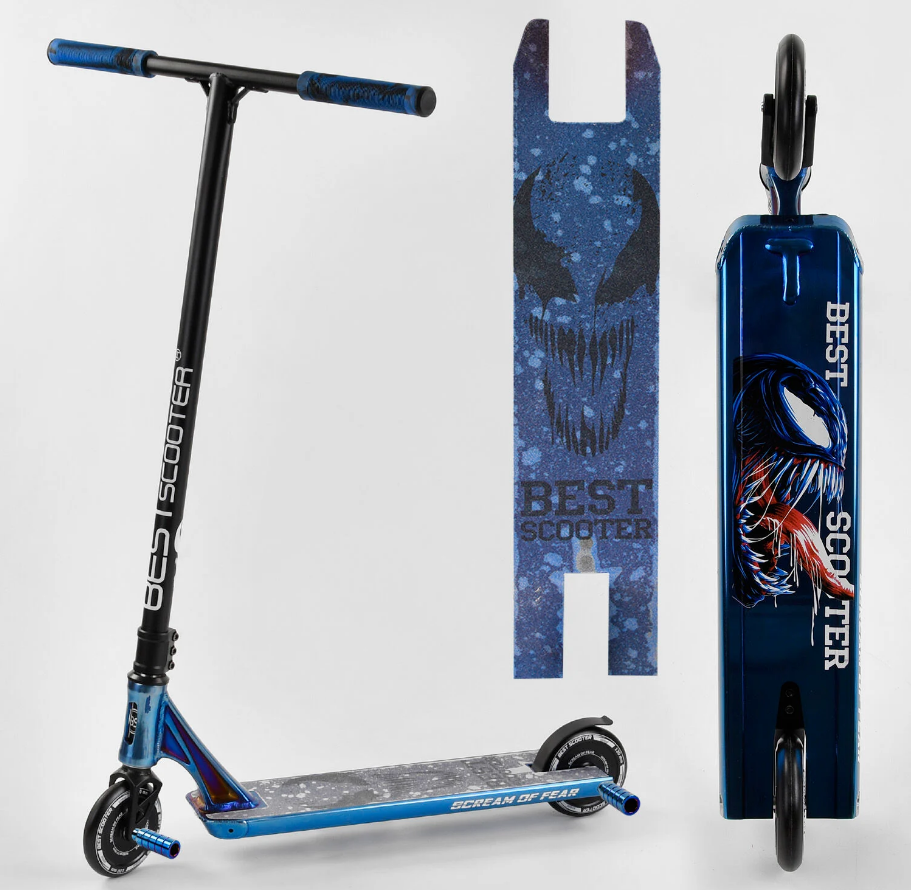 Самокат трюковый Best Scooter Simbiote HIC-система пеги алюминиевый диск и дека Black/Blue (102310) - фото 2