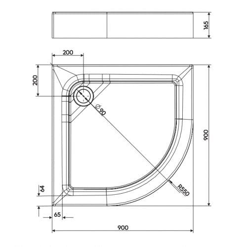 Піддон для душу Kolo First XBN1690000 акриловий напівкруглий 90x90x16,5 см (82109) - фото 2