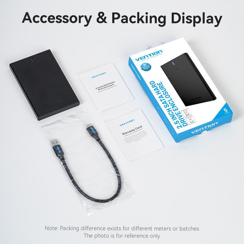 Корпус Vention для SSD/HDD 2,5"/5 Гбит/с USB 3.0 до SATA III с кабелем USB-Micro-USB Type-B Micro-B Черный (KPAB0) - фото 18