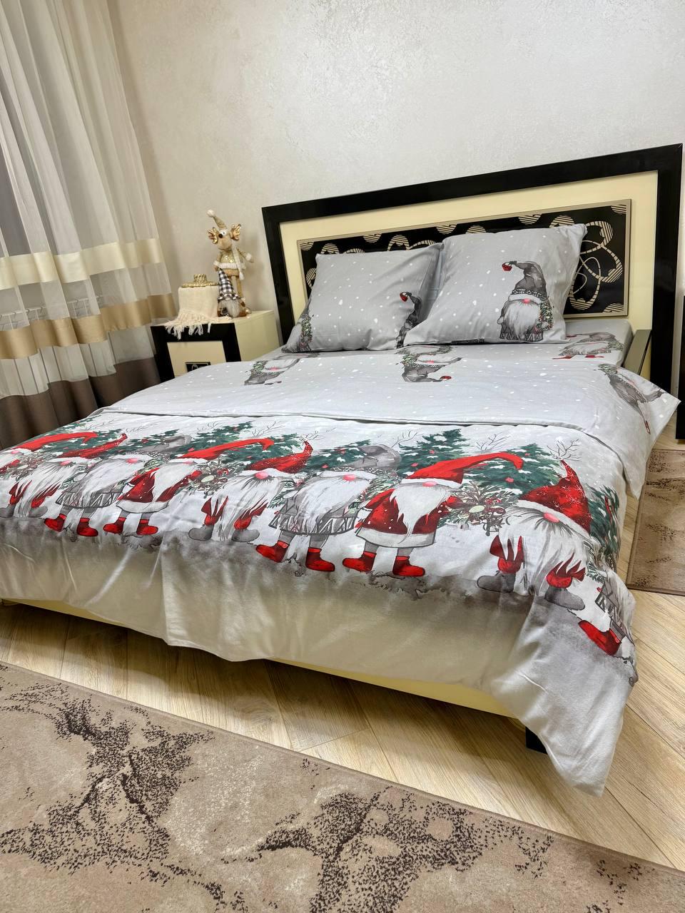Комплект постельного белья двуспальный Пакистанская байка 180×220 см Серый (арт. 4700 2х)