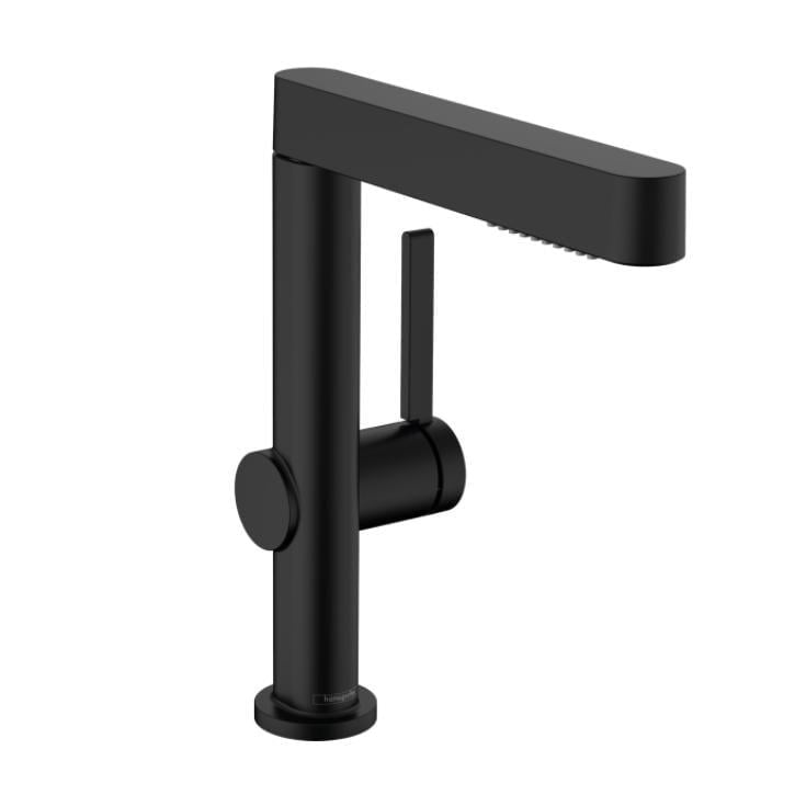 Смеситель для умывальника Hansgrohe Finoris 230 с выдвижным носиком 2JET и д/к push-open Черный матовый (76063670)