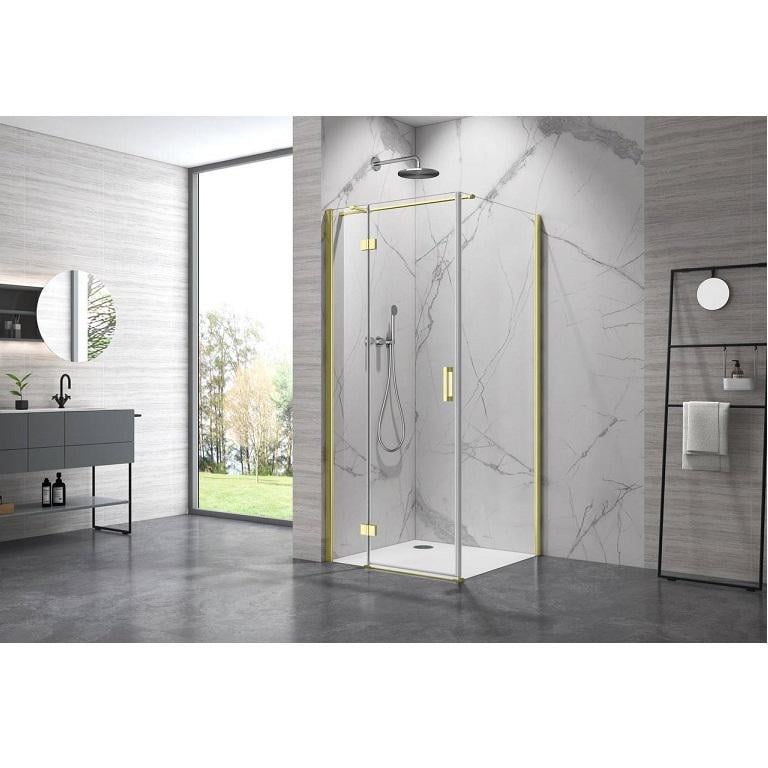 Душова кабіна Armaform WERRA квадратна 90x90x195 см скло прозоре 6мм без піддону Brushed Gold (111-40595)