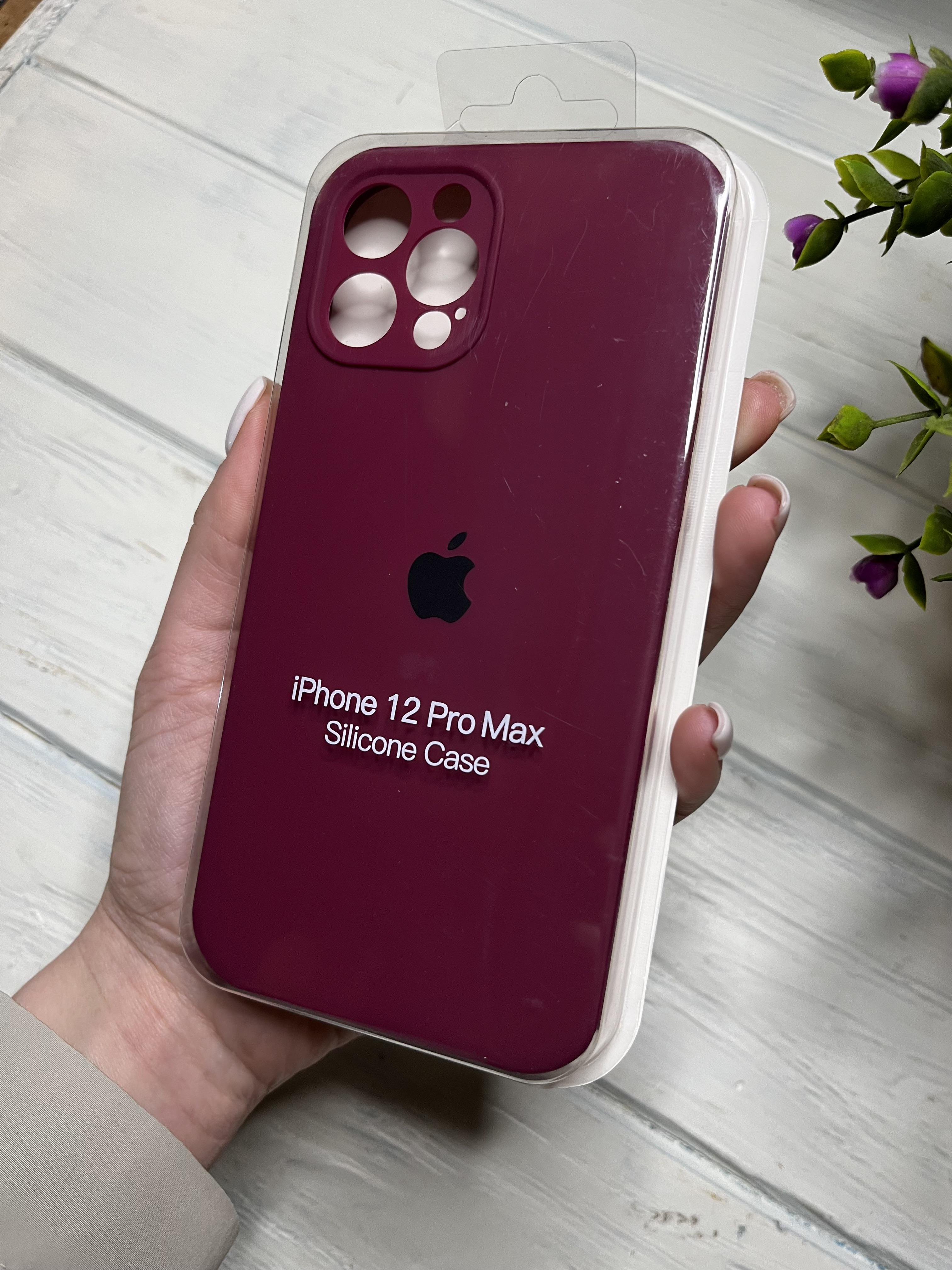 Чехол накладка на iPhone (Айфон) 12 Pro Max квадратные борта silicone case full camera Apple