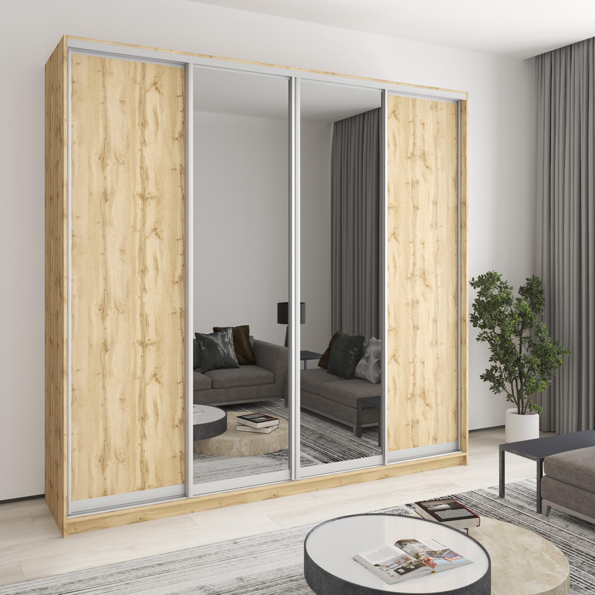 Шкаф-купе четырехдверный MebelStar Стандарт AL 2 ДСП/2 зеркала 250x60x240 см Дуб тахо (MBS-13174) Шкаф-купе четырехдверный MebelStar Стандарт AL 2 ДСП/2 зеркала 250x60x240 см Дуб тахо (MBS-13174)