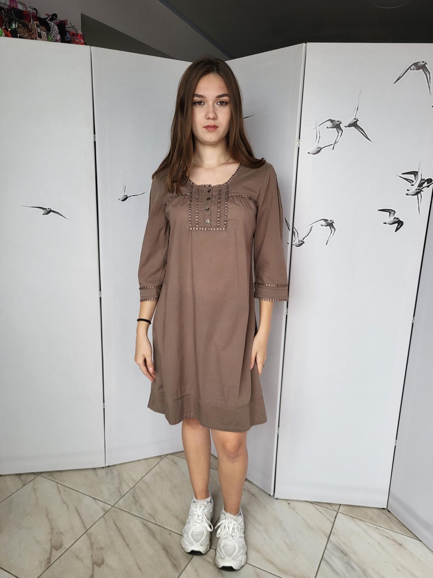 Платье-рубашка H&M 12252 L Коричневый (46)