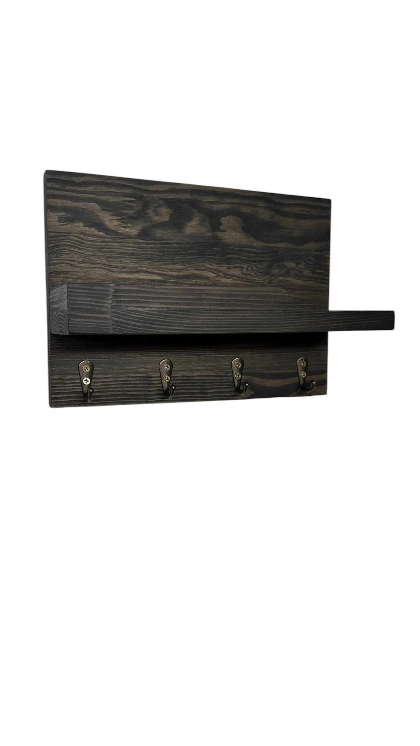 Ключница деревянная на стену 25 см на 4 крючков Серый (23199332)