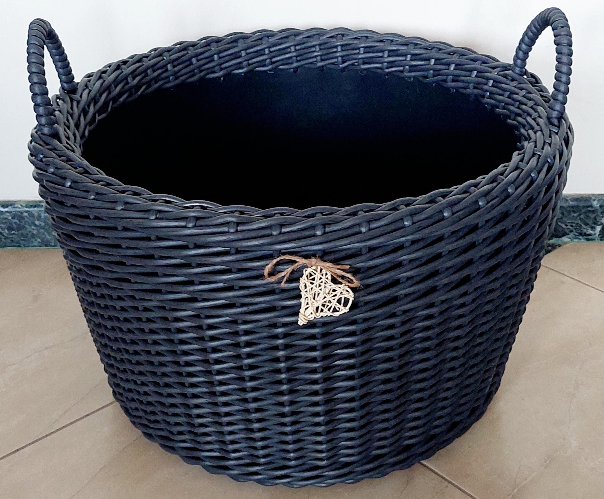 Дровница-корзина с ручками из искусственного ротанга ручной работы 65 л Графитовый (34005) - фото 3 Дровница-корзина с ручками из искусственного ротанга ручной работы 65 л Графитовый (34005) - фото 3