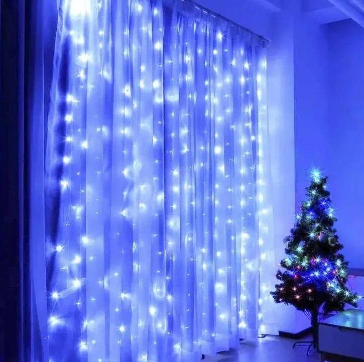Гирлянда светодиодная Штора 220V 160 LED новогодняя с синим свечением 2х2 м