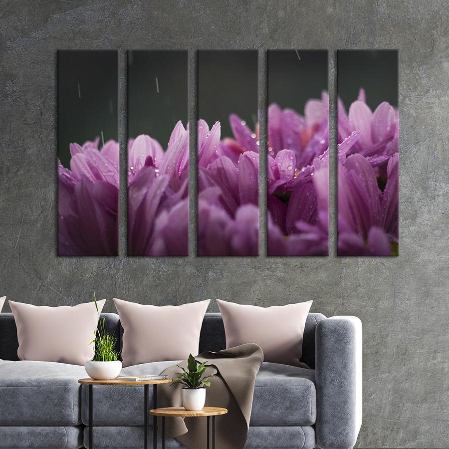 Картина на холсте Пушистые лепестки хризантем 87x50 см (950-51)