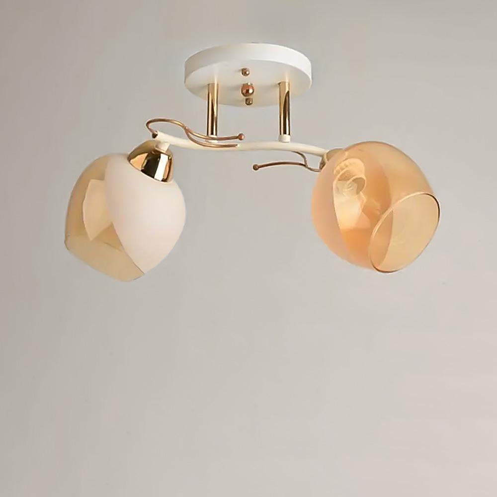 Люстра стельова Light House SH-19187/2A WT+FG 440х180х240 мм E27х2 Білий/Золотистий/Янтарний (78476)